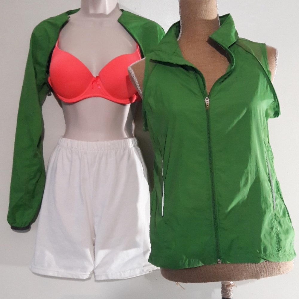 Zip Off sleeves M windbreaker  green